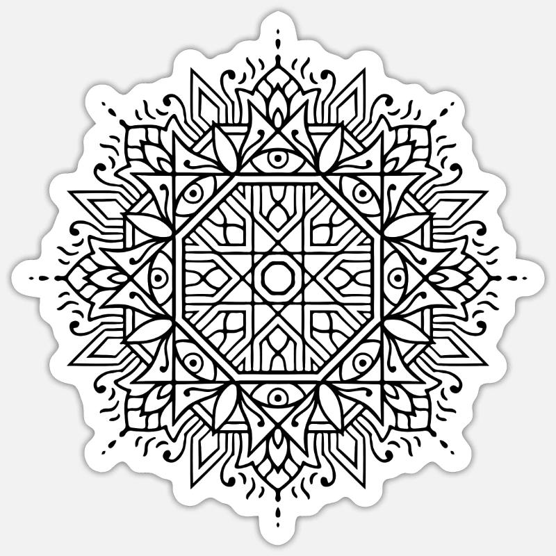 Mandala mystique - Sticker taille S (10 x 10 cm) - blanc mat