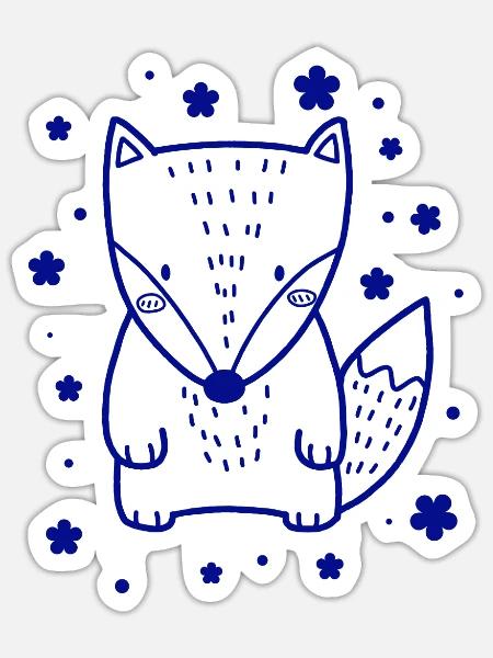 kleiner süßer Fuchs - Sticker Größe S (10 x 10 cm) - Mattweiß