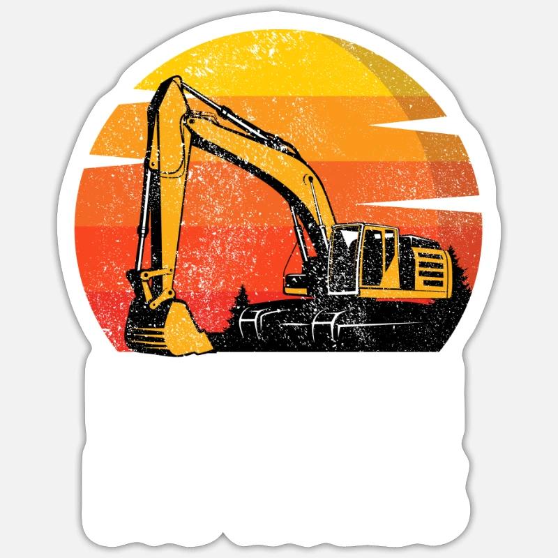 Pilote de pelle hydraulique Machine de construction Emploi d’ouvrier en construction Sticker taille S (10 x 10 cm)