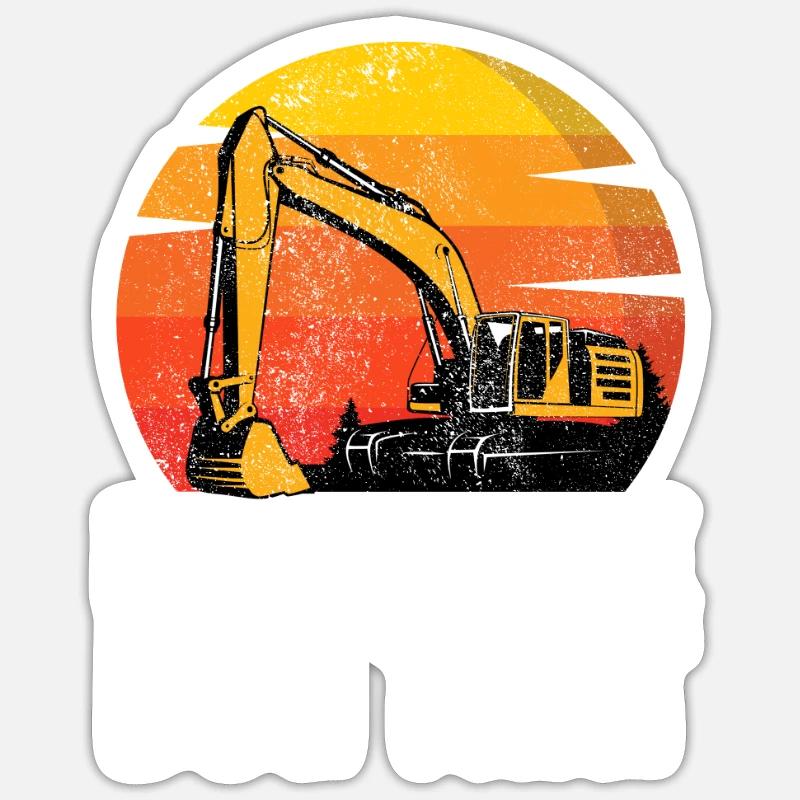 Pilote de pelle hydraulique Machine de construction Emploi d’ouvrier en construction Sticker taille S (10 x 10 cm)