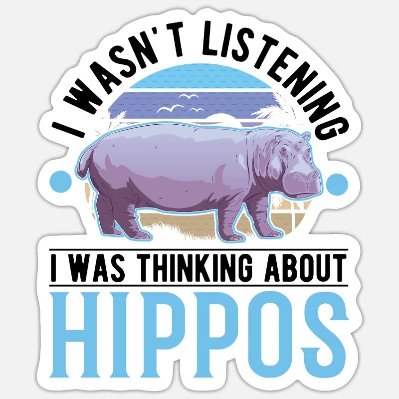 Nilpferd Geschenk Hippo Flusspferd - Sticker Größe S (10 x 10 cm) - Mattweiß