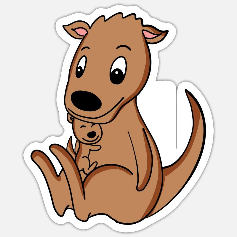 Grossesse familiale - Kangourou avec bébé - Sticker taille S (10 x 10 cm) - blanc mat