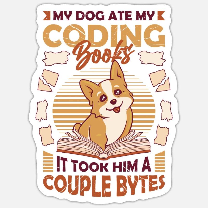 Hund Bytes Code Computer Witz Programmierung Sticker Größe S (10 x 10 cm)