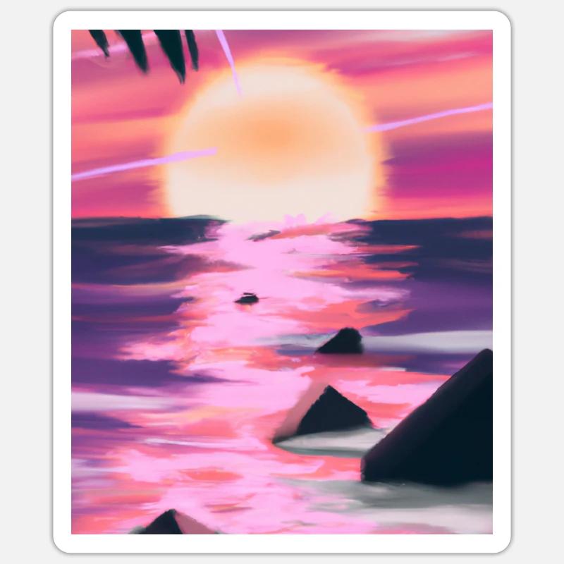 Vaporwave Sun Synthwave Sunset Sticker size S (10 x 10 cm)