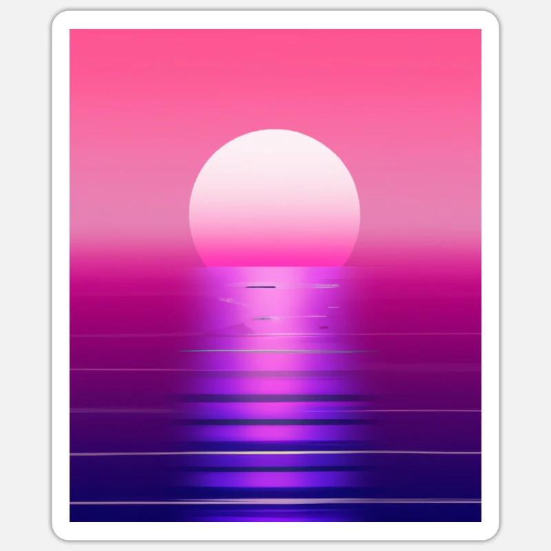 Vaporwave Sun Synthwave Sunset - Sticker taille S (10 x 10 cm) - blanc mat