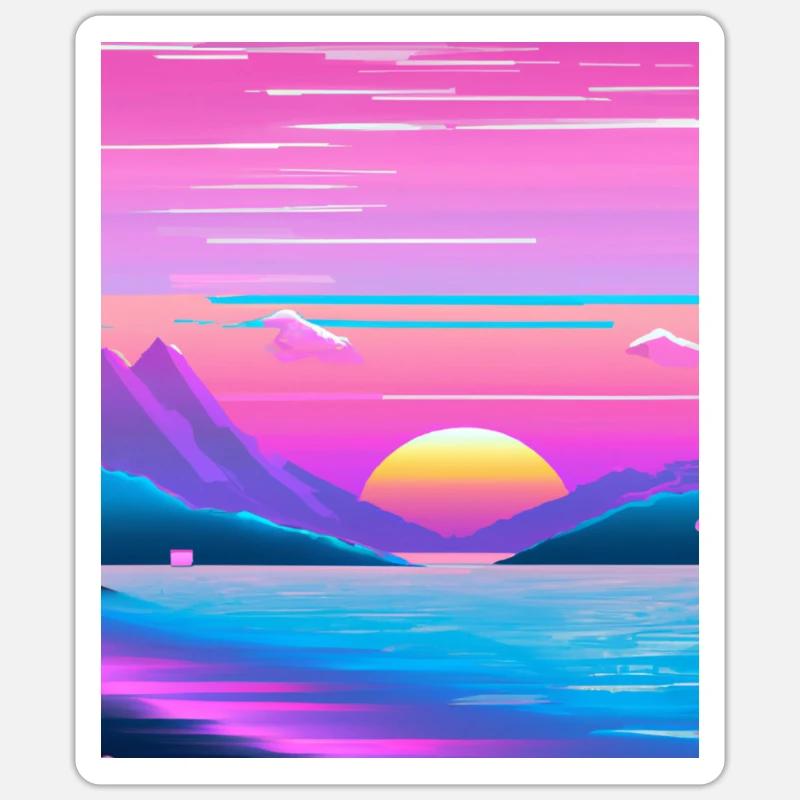Vaporwave Sun Synthwave Sunset Sticker size S (10 x 10 cm)