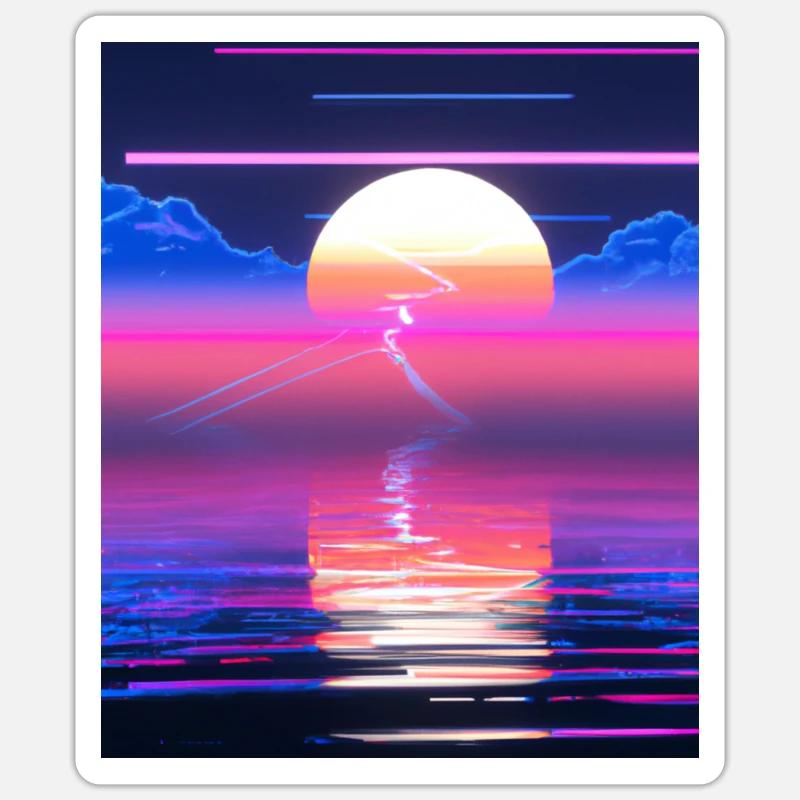 Vaporwave Sun Synthwave Sunset Sticker size S (10 x 10 cm)