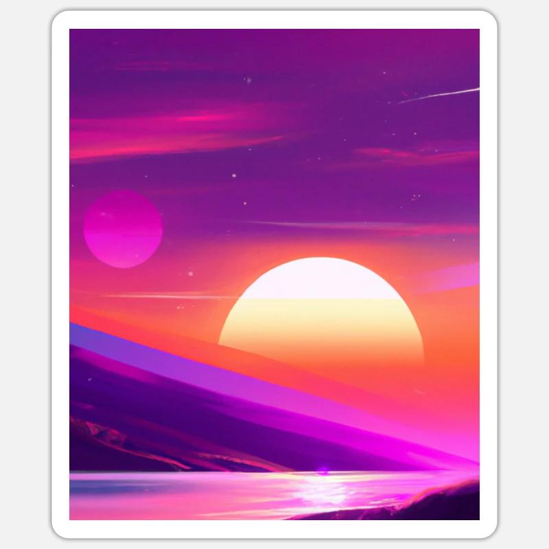 Vaporwave Sun Synthwave Sunset Sticker size S (10 x 10 cm)