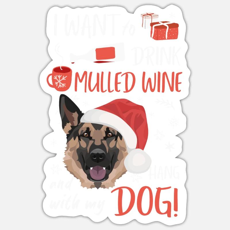 German Shepherd Mulled Wine Christmas - Sticker size S (10 x 10 cm) - white matte