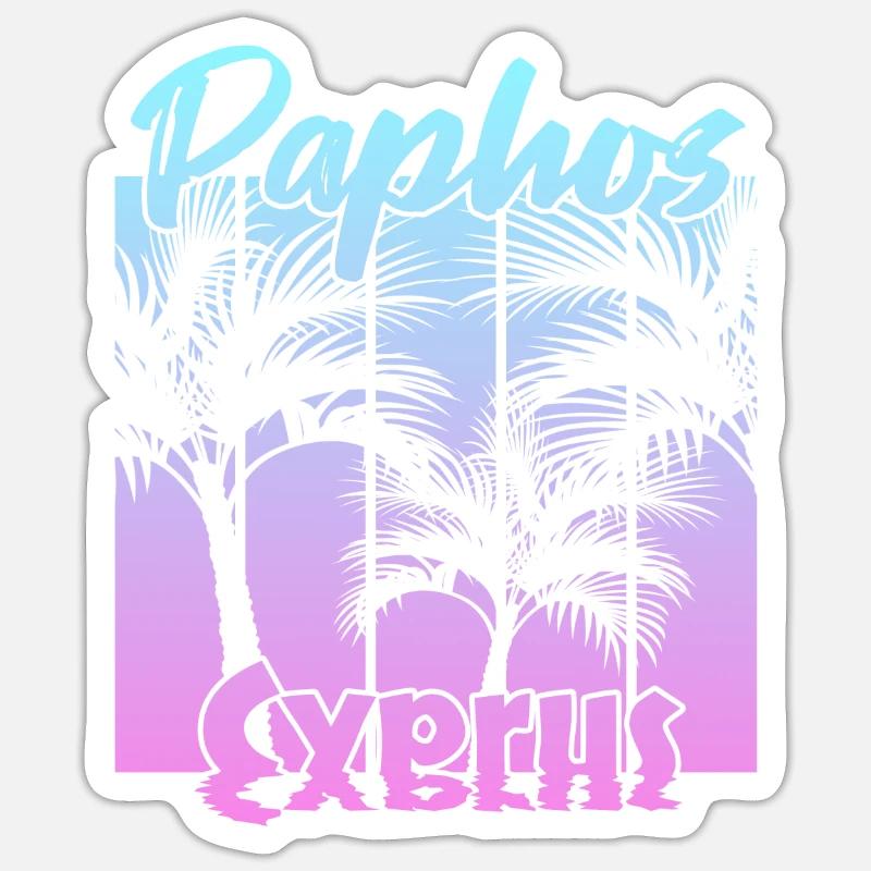 Paphos Chypre - Sticker taille S (10 x 10 cm) - blanc mat