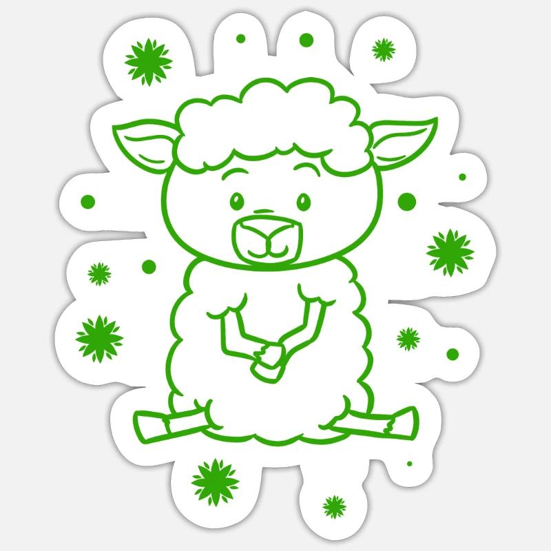 Mouton doux - Sticker taille S (10 x 10 cm) - blanc mat