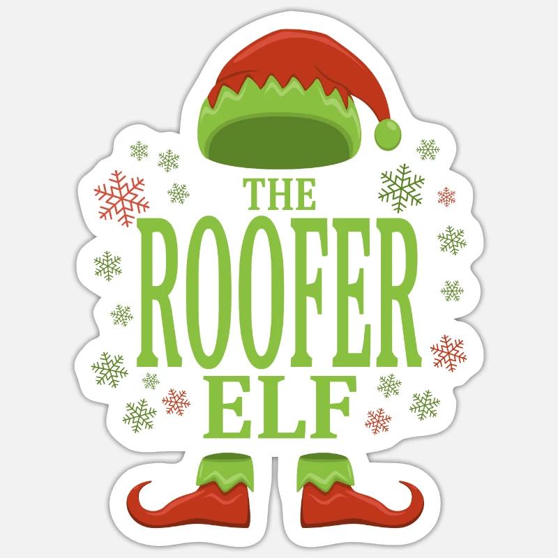 Couvreur Elfe de Noël - Sticker taille S (10 x 10 cm) - blanc mat