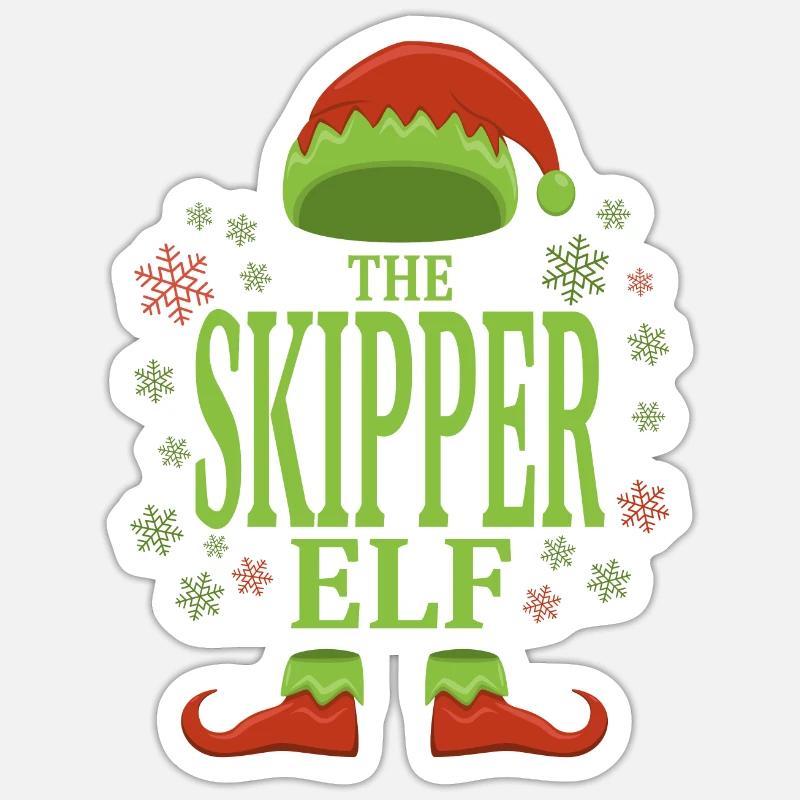 Skipper Elfe de Noël - Sticker taille S (10 x 10 cm) - blanc mat