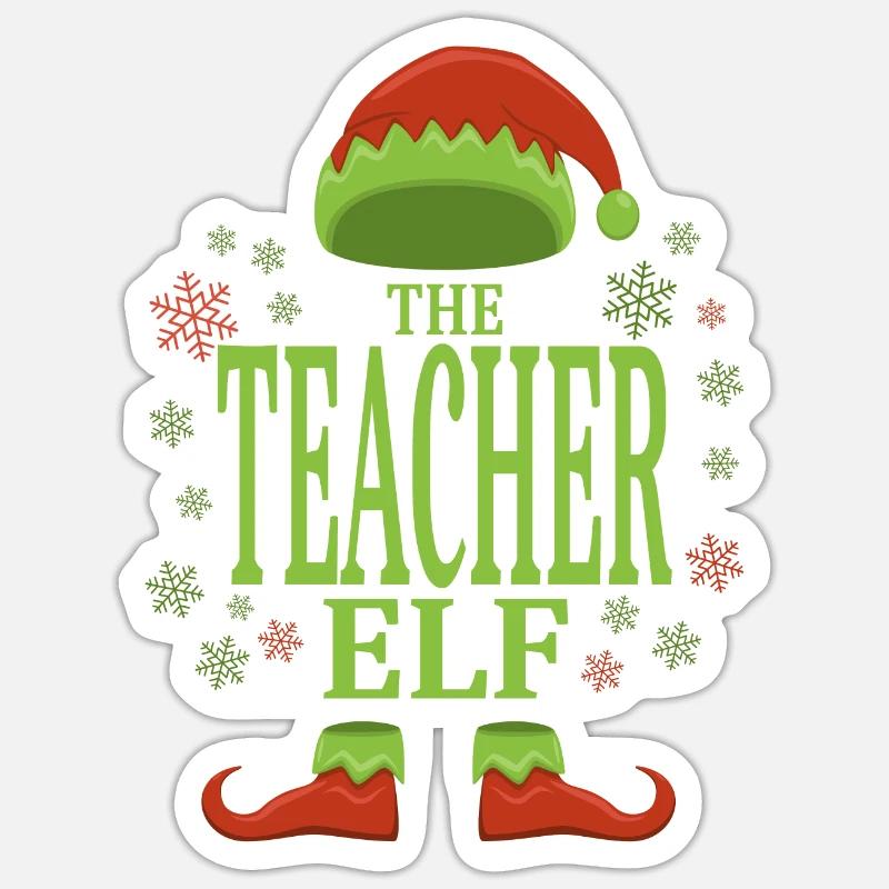 Professeur lutin de Noël - Sticker taille S (10 x 10 cm) - blanc mat