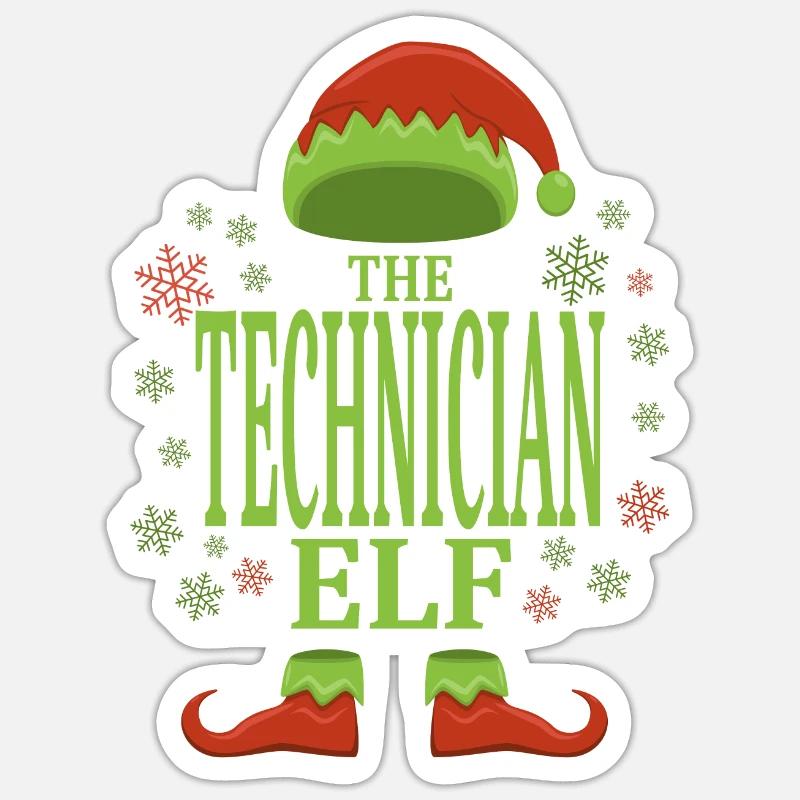 Technicien Elfe de Noël - Sticker taille S (10 x 10 cm) - blanc mat