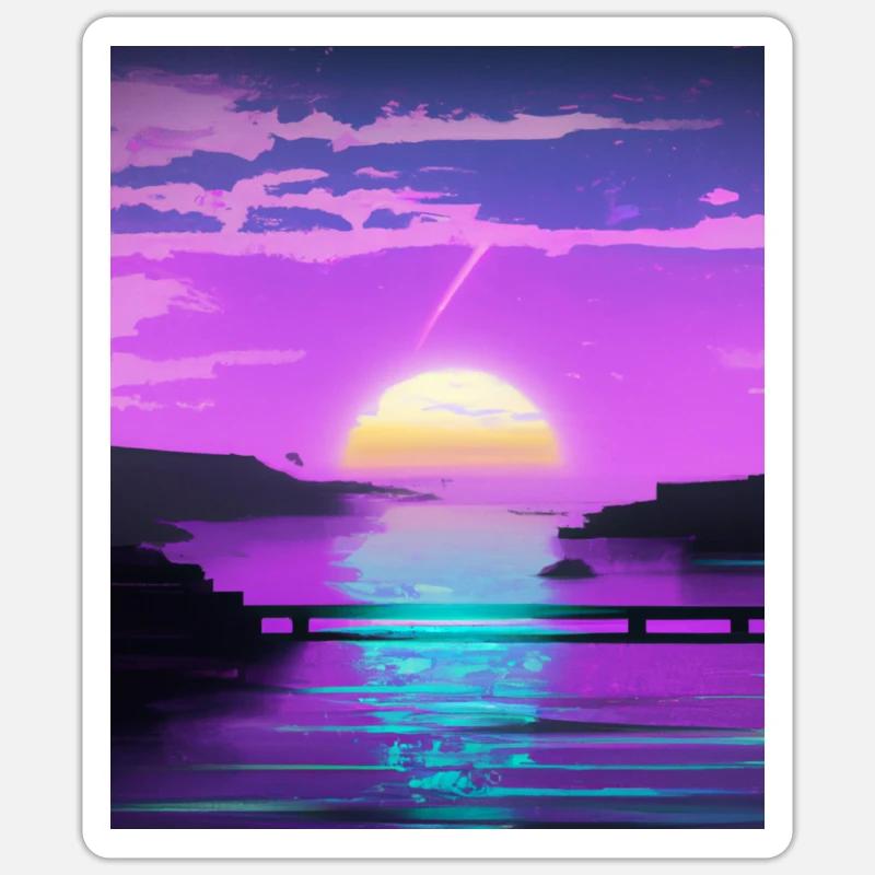 Vaporwave Sun Synthwave Sunset Sticker size S (10 x 10 cm)