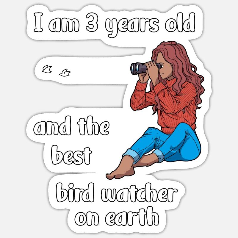 Ich bin 3 - Mädchen Vogelbeobachtung Sticker Größe S (10 x 10 cm)