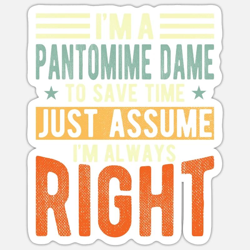 Pantomime Dame - Sticker Größe S (10 x 10 cm) - Mattweiß