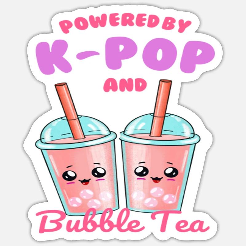 Alimenté par K POP et Bubble Tea Sticker taille S (10 x 10 cm)