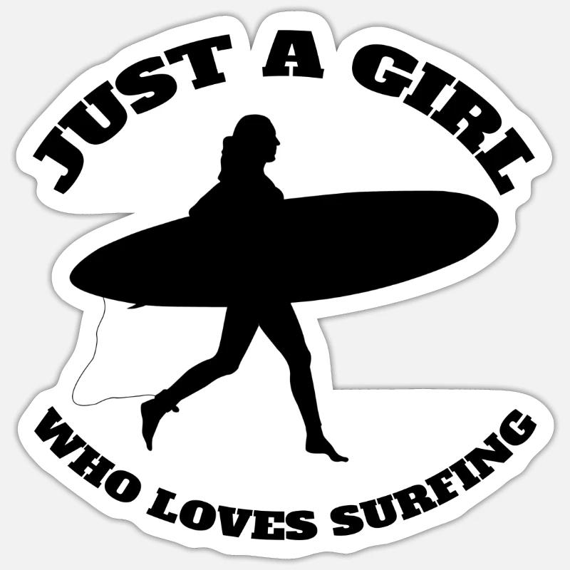 Surfer Surfer Planche de surf Moniteur de surf - Sticker taille S (10 x 10 cm) - blanc mat