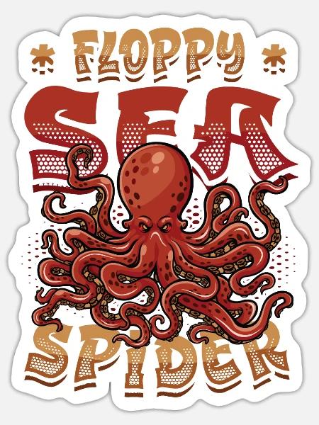 Floppy Sea Spider Octopus - Sticker Größe S (10 x 10 cm) - Mattweiß