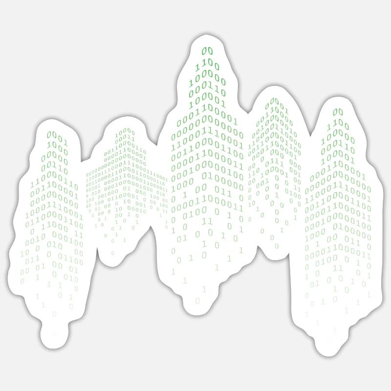 Binary City Informatiker Hack Coder Sticker Größe S (10 x 10 cm)