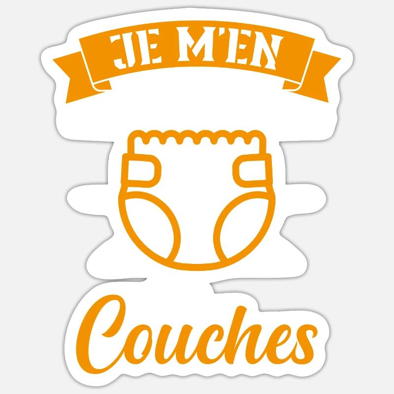 Je M'en Bats Les Couches Cadeau Body Fun Enceinte - Sticker taille S (10 x 10 cm) - blanc mat