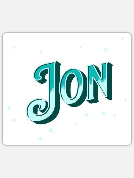Jon Namen personalisiert - Sticker Größe S (10 x 10 cm) - Mattweiß