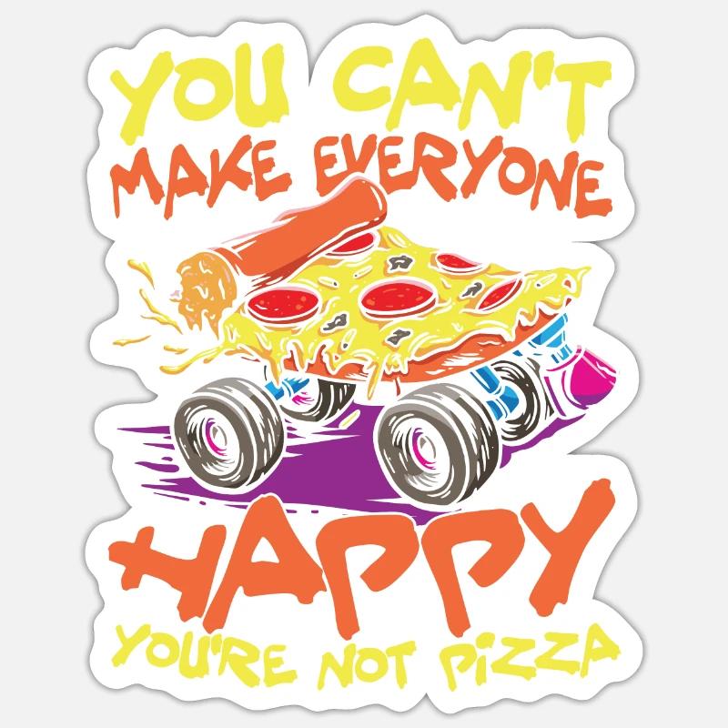 Pizza Glücklich Rollschuhe Skate Roller Geschenk Sticker Größe S (10 x 10 cm)