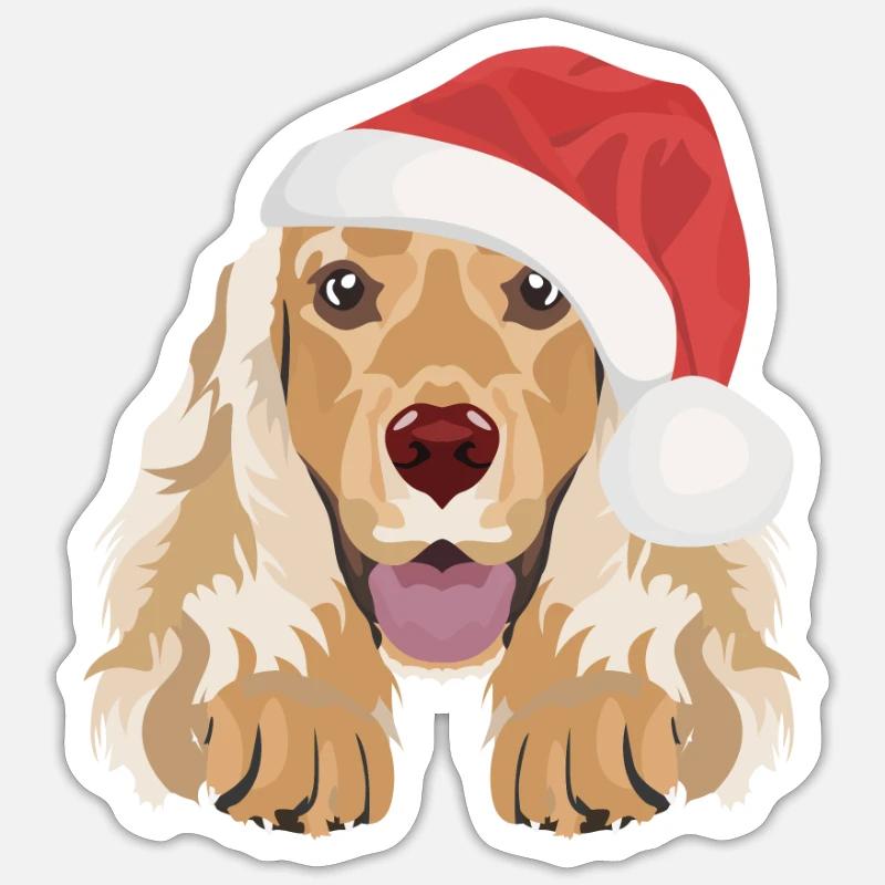 Deutsch Cocker Spaniel Joyeux Noël Sticker taille S (10 x 10 cm)
