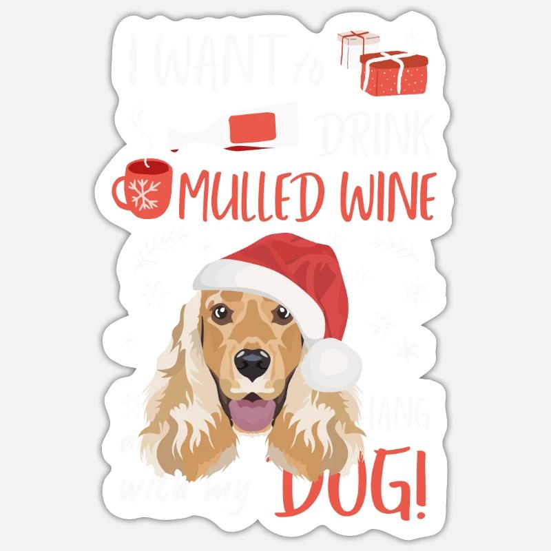 Deutsch Cocker Spaniel Mulled Wine Christmas Sticker size S (10 x 10 cm)