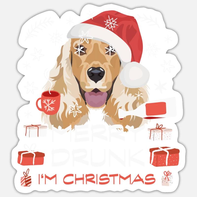 English Cocker Spaniel Weihnachtsmarkt - Sticker Größe S (10 x 10 cm) - Mattweiß