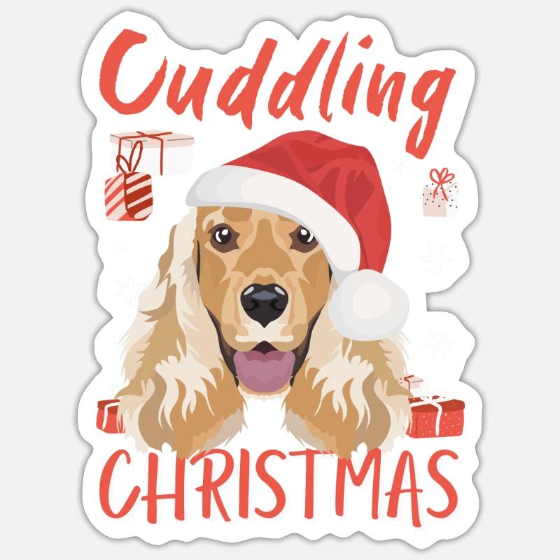 Deutsch Cocker Spaniel Merry Christmas - Sticker size S (10 x 10 cm) - white matte