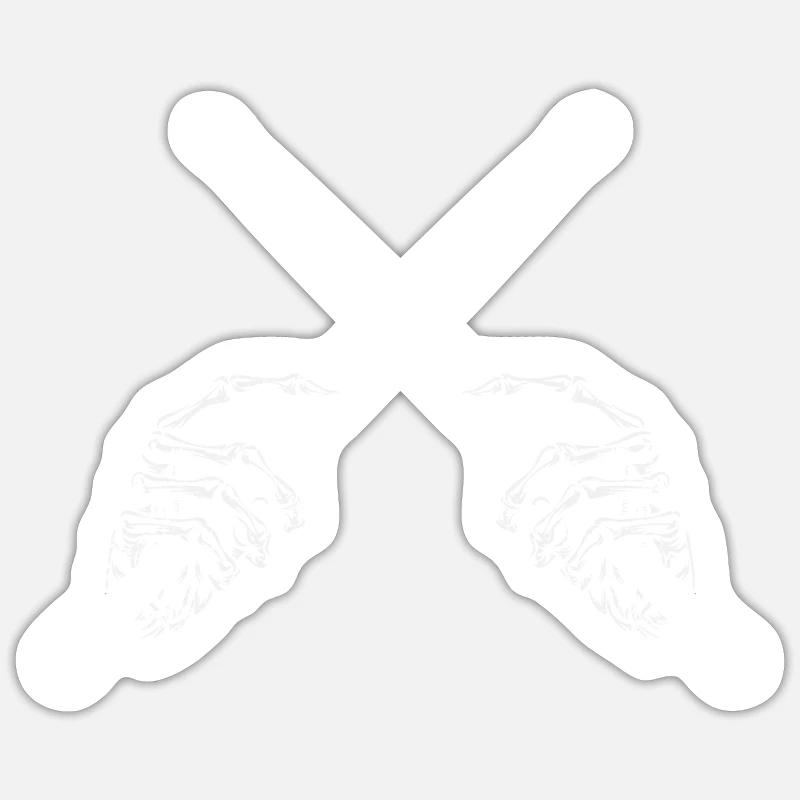 Drummer Drum Sticks Rock & Roll Skeleton Horns Per - Sticker taille S (10 x 10 cm) - blanc mat