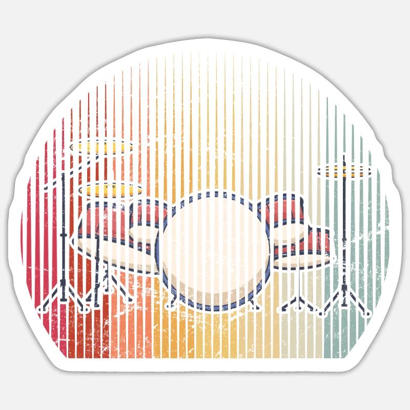 Drums Drummer Band Drumset Retro Percussion Drums Sticker Größe S (10 x 10 cm)