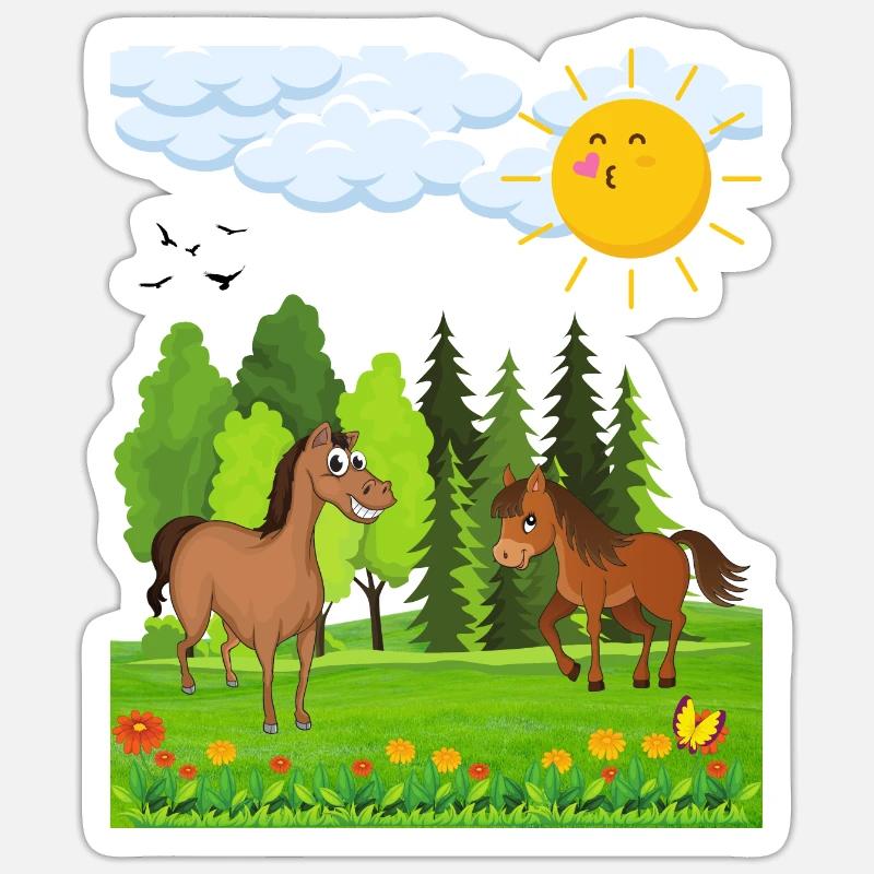Conception de petits chevaux pour les enfants Sticker taille S (10 x 10 cm)