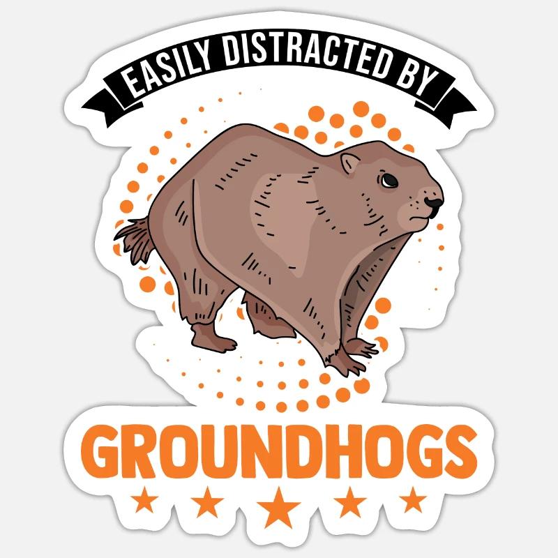 Easily distracted by Groundhogs Marmot Murmeltier Sticker Größe S (10 x 10 cm)