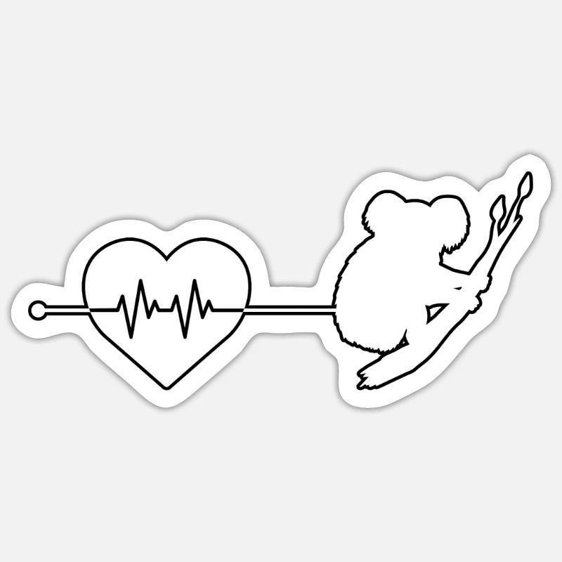 Battement de cœur de koala - Sticker taille S (10 x 10 cm) - blanc mat