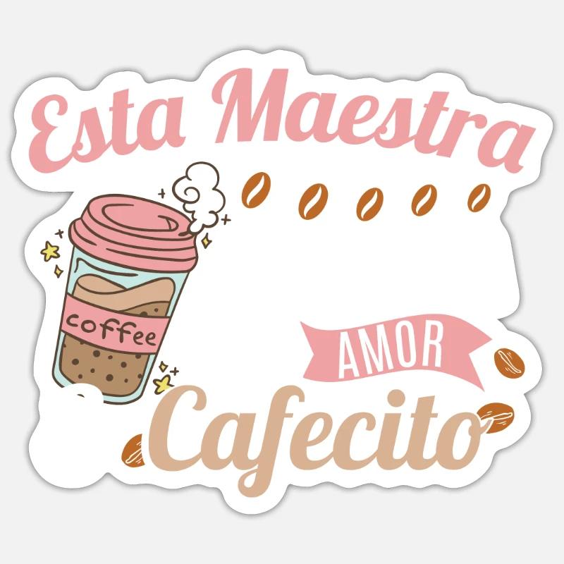 Spanischlehrer Kaffee - Sticker Größe S (10 x 10 cm) - Mattweiß