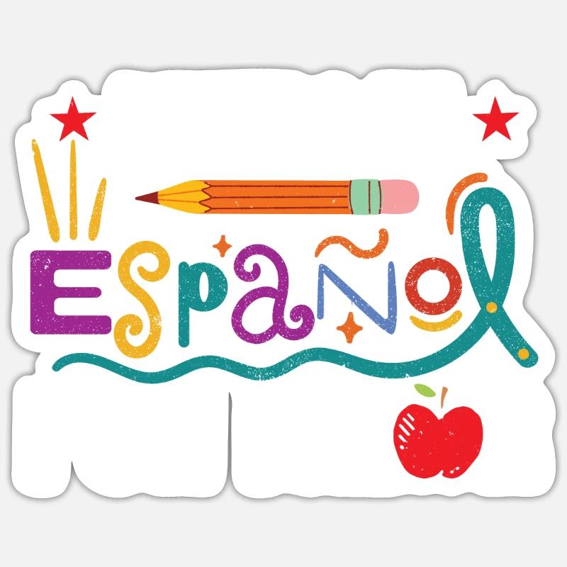 Lustige Schule Spanischlehrer - Sticker Größe S (10 x 10 cm) - Mattweiß