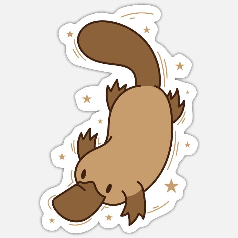 Platypus diving Australia - Sticker size S (10 x 10 cm) - white matte