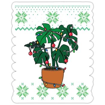 Monstera Ugly Christmas Style Plants - Sticker size S (10 x 10 cm) - white matte - Front
