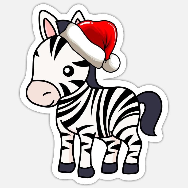 Zebra Comic Weihnachten Sticker Größe S (10 x 10 cm)