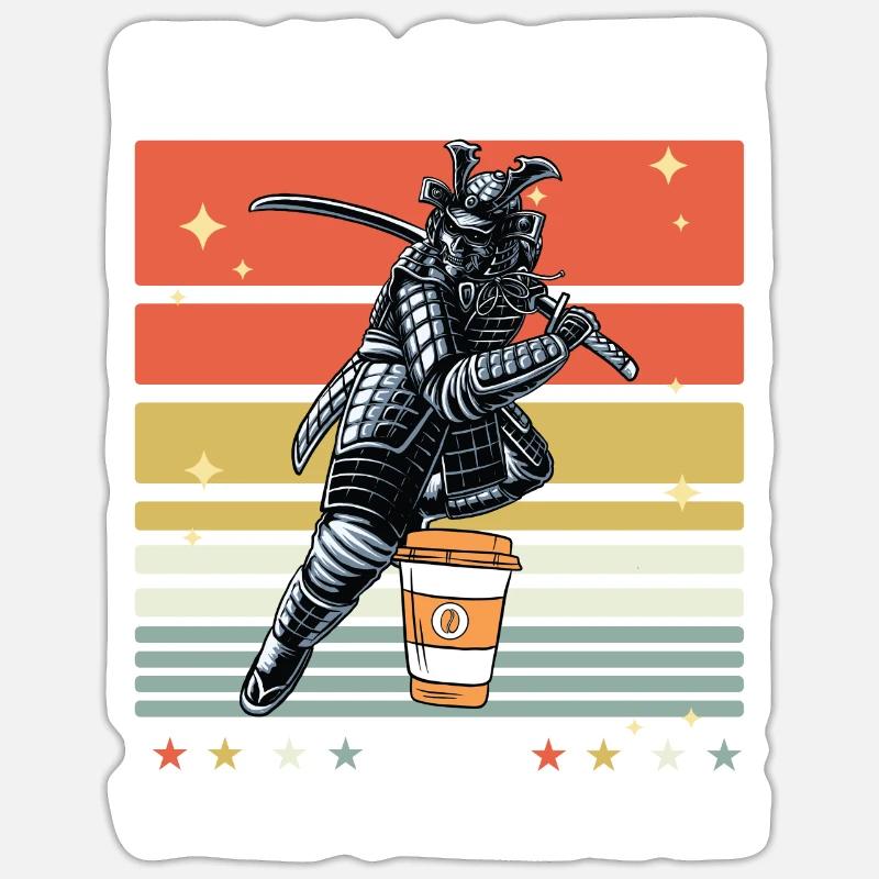 Samurai Kaffee Sticker Größe S (10 x 10 cm)