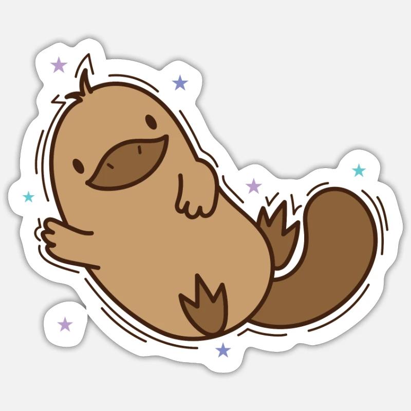 Ornithorynque refroidit l’outback australien - Sticker taille S (10 x 10 cm) - blanc mat