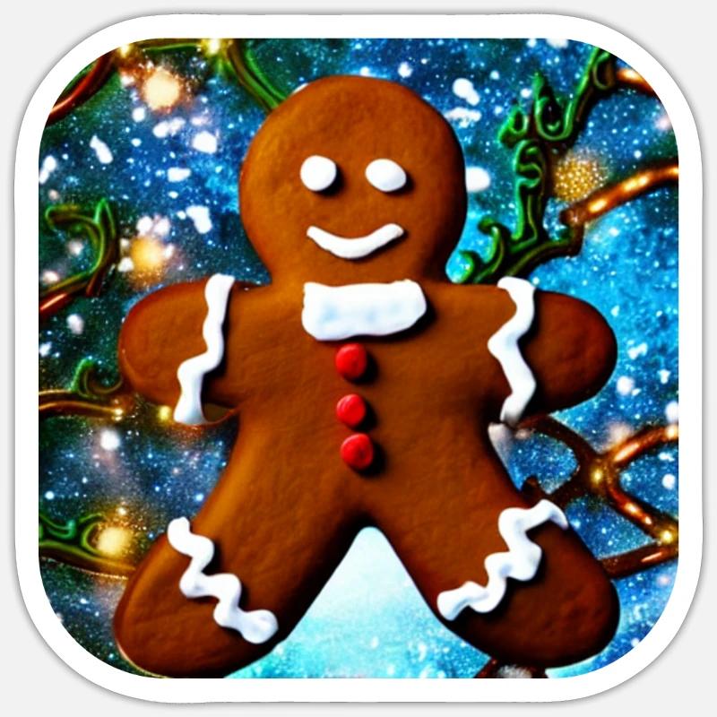 Weihnachts Lebkuchenmann - Sticker Größe S (10 x 10 cm) - Mattweiß