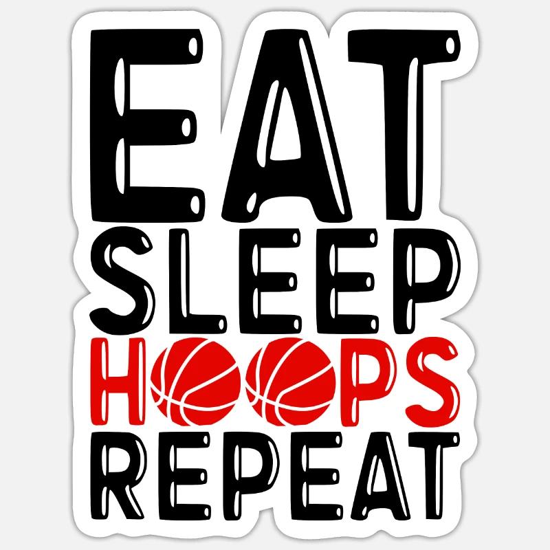 Eat Sleep Hoops Repeat 4 - Sticker Größe S (10 x 10 cm) - Mattweiß