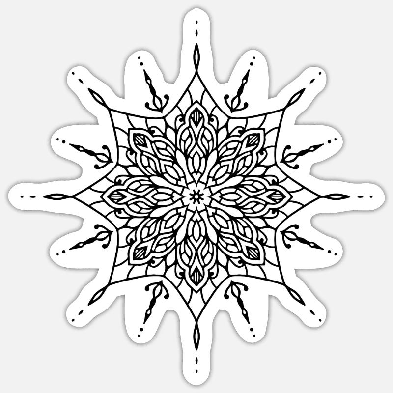 Fleurs Mandala - Sticker taille S (10 x 10 cm) - blanc mat