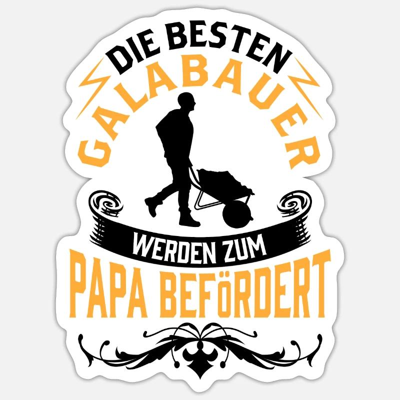 Galabauer wird Papa Gartenbau Galabau - Sticker Größe S (10 x 10 cm) - Mattweiß