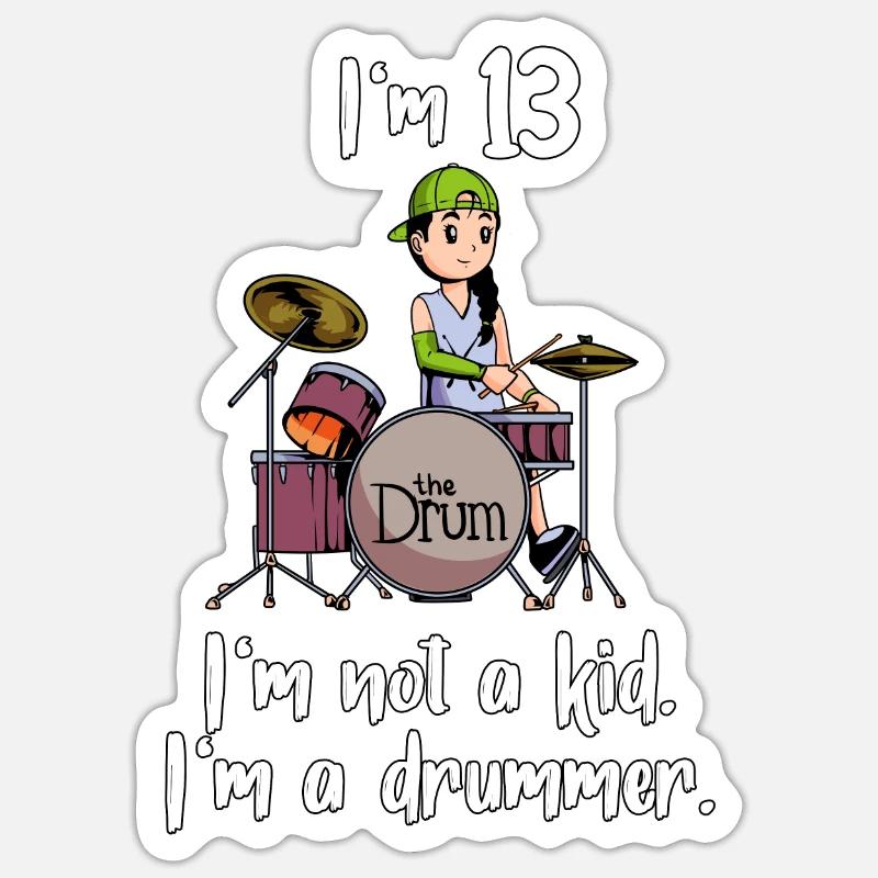 Ich bin 13 - Mädchen Schlagzeuger Sticker Größe S (10 x 10 cm)